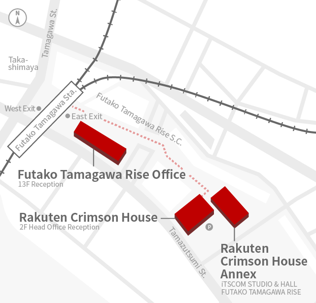 Access Map of Rakuten, Inc. Rakuten Crimson House office.